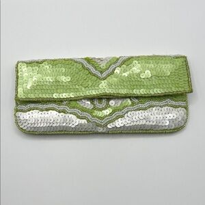 Elegant Lime and Silver Sequin Clutch